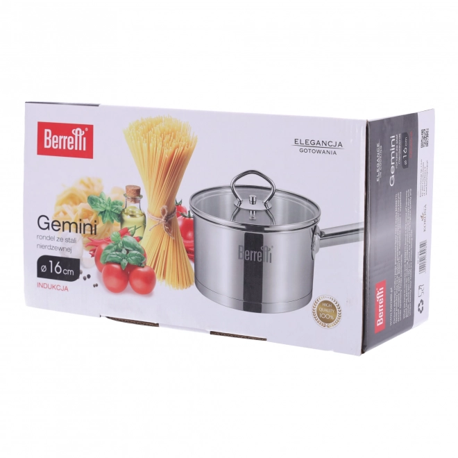 Nerjavni lonec s pokrovom Gemini Berretti, 16 cm