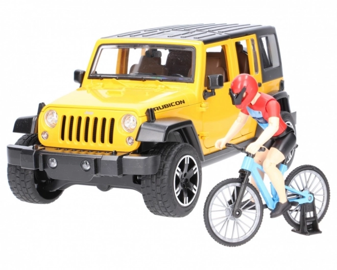 Bruder Jeep Wrangler Rubicon s kolesarjem in kolesom