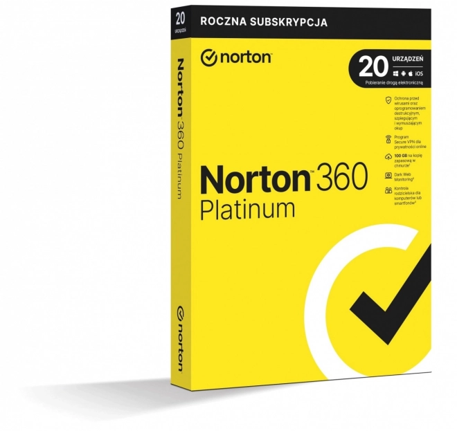 Norton 360 Platinum, 100 GB, 1 uporabnik, 20 naprav, 1 leto