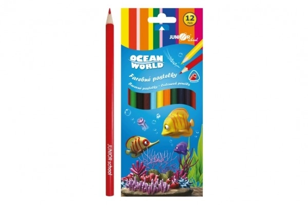 Barvni svinčniki les Ocean World trikotni 12 kos v škatlici 9x20,5x1cm 12 kos v škatli