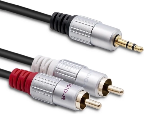 Avdio kabel 2x RCA na 3,5 mm mini jack, 3 m, črn
