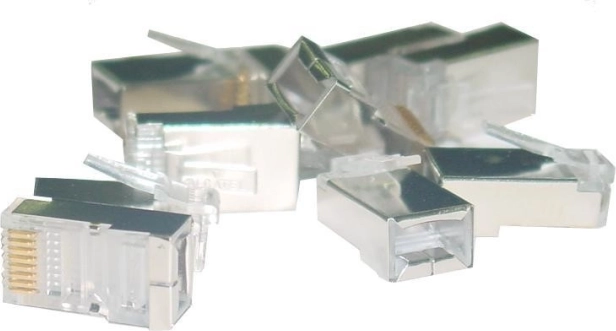 Oklopljen konektor RJ45 kategorije 6, univerzalen za trdo in večžilno vodilo, 8P8C, 100 kos