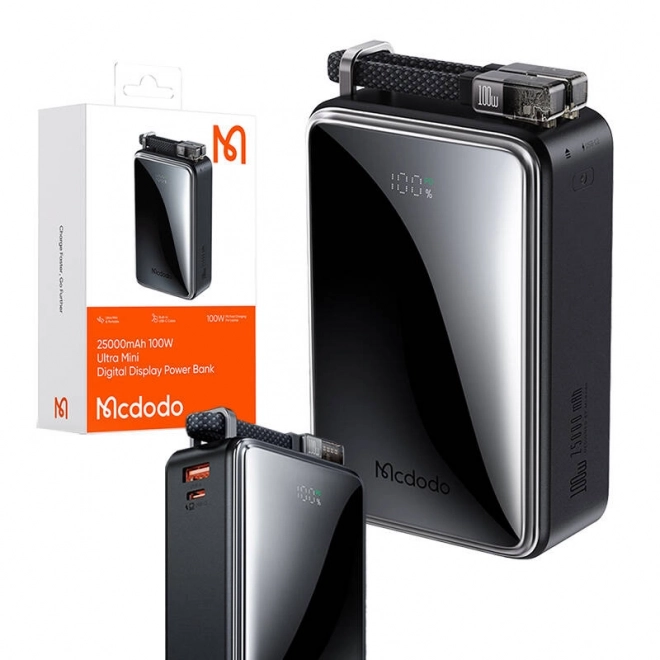Powerbanka Mcdodo z digitalnim zaslonom 25000mAh, 100W (črna)
