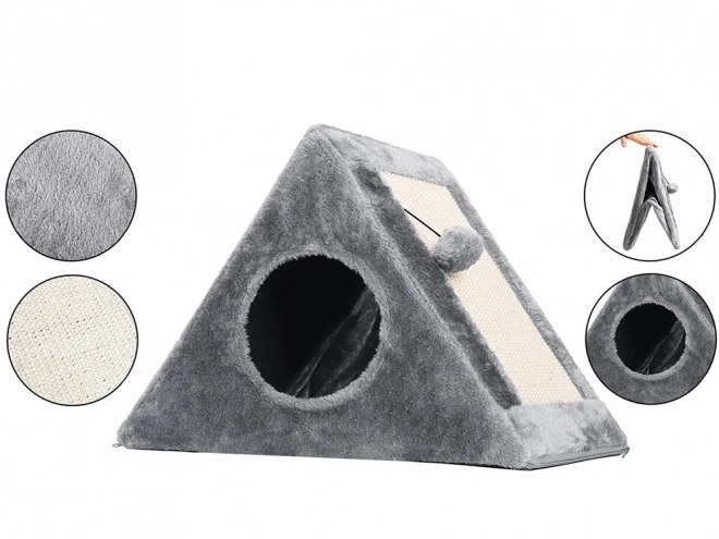 Triangularno praskalno in hiša za mačke z žogico