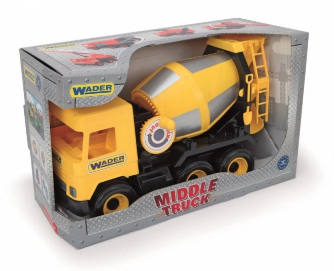 Rumena betonska mešalica 38 cm Middle Truck v škatli