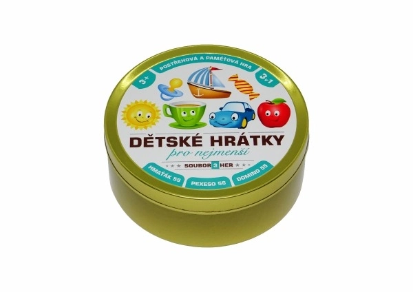 Otroške igre za najmlajše 3v1 družabna igra v pločevinasti škatlici