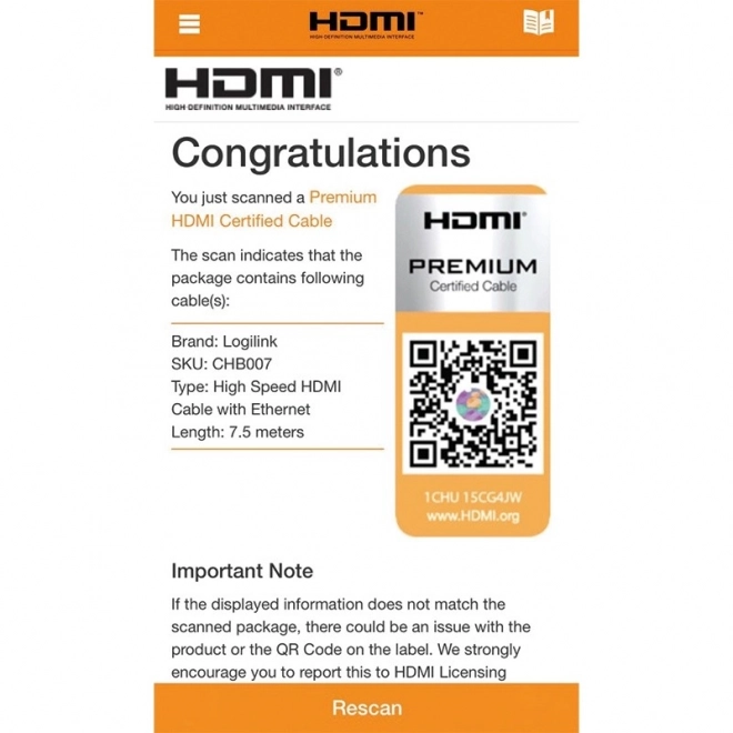 HDMI Kabel Ultra HD 7.5m Premium