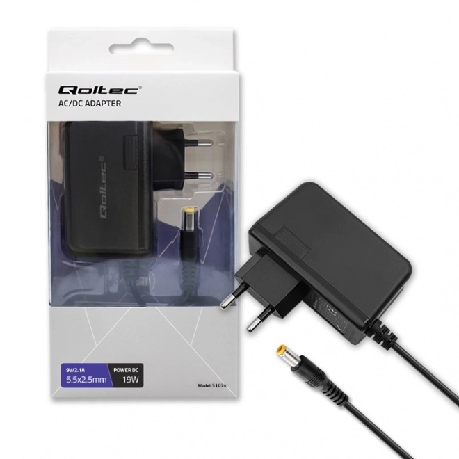 Vtični adapter Qoltec 19W 9V 2.1A 5.5x2.5