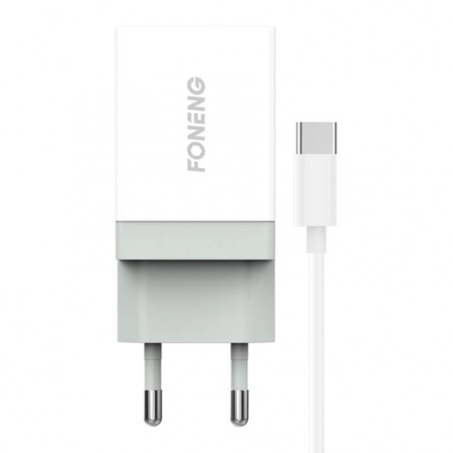Hitri polnilec Foneng 1x USB K210 + kabel USB tipa C 1m