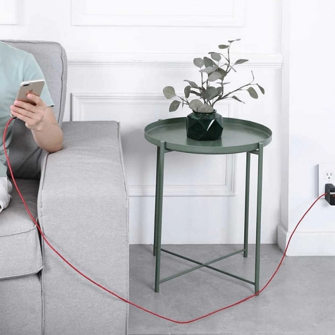 Rdeč nylon kabel USB - Lightning 2m z 90-stopinjskim kotom