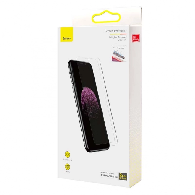 Baseus 0,3mm celosteklena folija iz kaljenega stekla (paket 2 kosa) za iPhone – XS Max / 11 Pro Max 6,5 palca