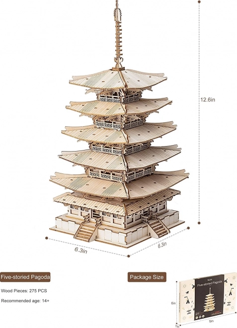 3D lesena sestavljanka petnadstropna pagoda