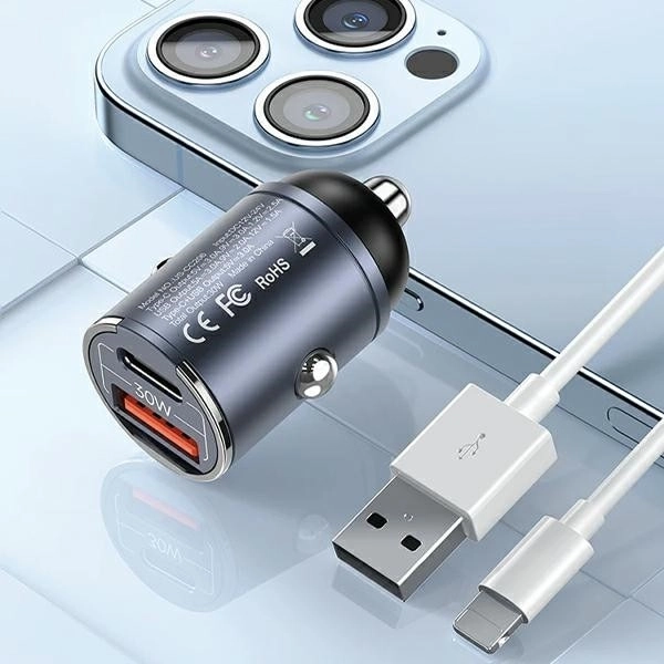 Avtopolnilec 30W 1xUSB+1xUSB-C Hitro polnjenje