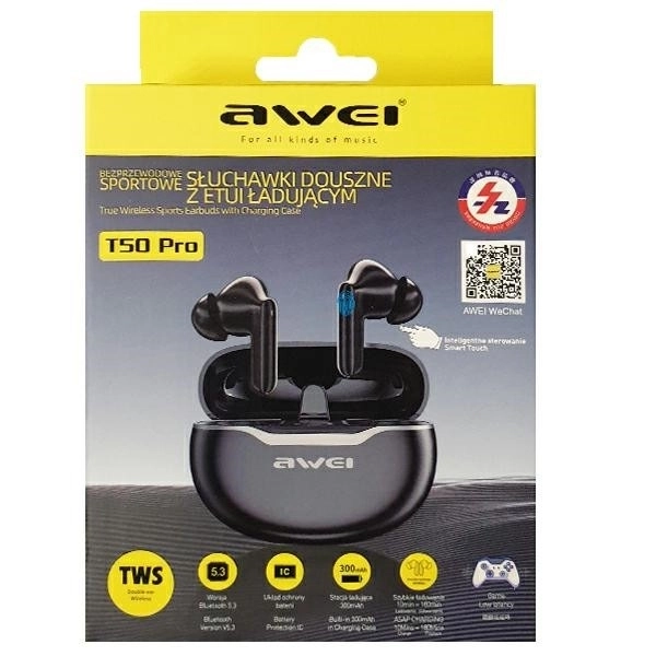 Bluetooth slušalke Awei T50 Pro TWS črne