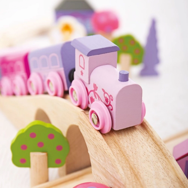 Bigjigs Rail Lesena vlakovna proga za princese 35 delov