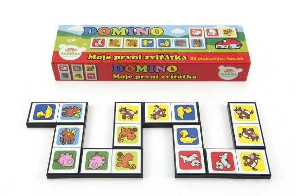 Domino Moje prve živali 28 kosov, družabna igra v škatli 21x6x3cm