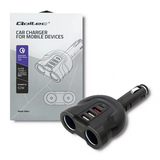 Razdelilec avtomobilskega vžigalnika 12-24V | 52W | 2,4A | 2xUSB | USB QC 3.0 | USB-C PD | 2x vtičnica za avtomobilski vžigalnik