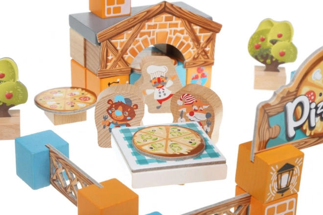 CUBIKA 14835 Picerija - lesena gradbena igrača s kartonskimi dodatki