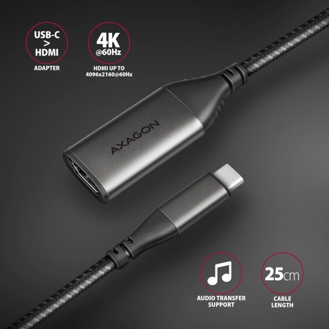 Adapter USB-C na HDMI 4K/60Hz aluminij, 25 cm kabel