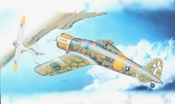 Model Macchi M.C. 200 Saetta 16,1x21,2cm v škatli 31x13,5x3,5cm