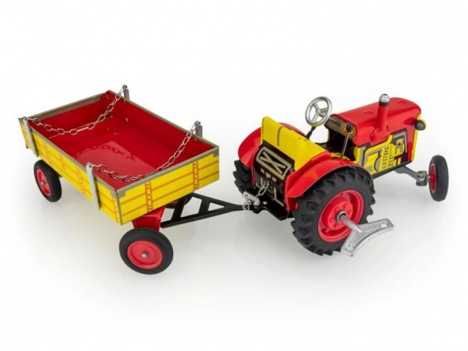 Traktor Zetor z navesom rdeč na ključek kovinski 28cm Kovap v škatli