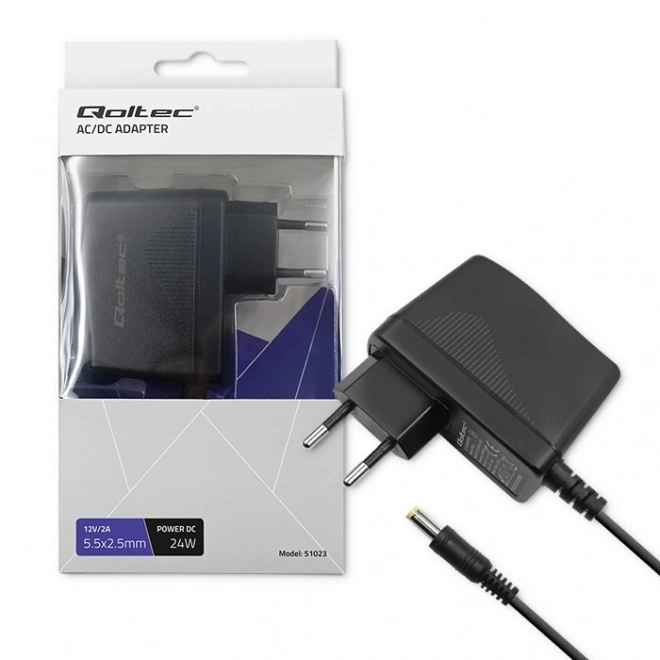 Vtični napajalni adapter Qoltec 24W 12V 2A 5.5x2.5