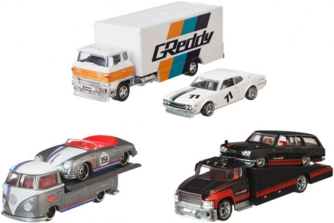 Vlačilec in dirkalni avtomobilček Hot Wheels