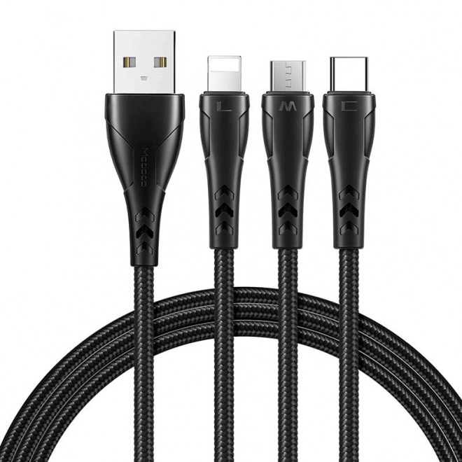 Kabel 3v1 USB na USB-C / Lightning / Micro USB, Mcdodo CA-6960, 1,2 m (črn)