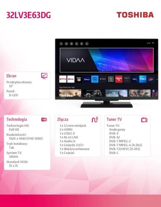 LED televizor 32 palcev TOSHIBA