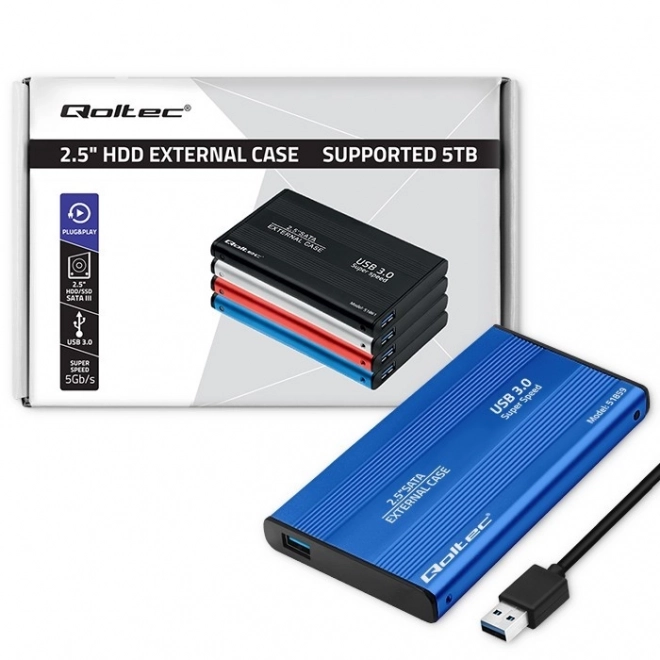 Zunanji etui za HDD/SSD 2.5" SATA3 USB 3.0 Modra