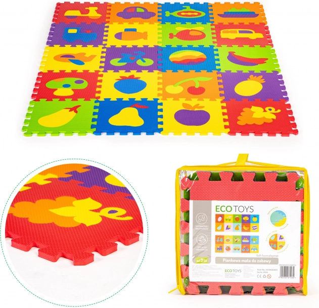 Pena iz EVA, izobraževalna sestavljanka, 20 kosov, 148 × 119 cm ECOTOYS