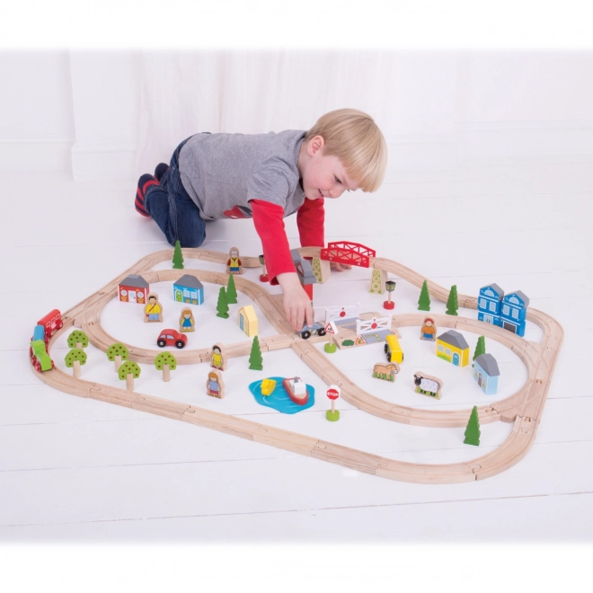 Bigjigs Rail Leseni vlak središče mesto in vas 101 delov