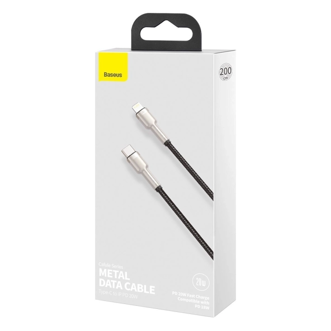 Baseus USB-C na Lightning kabel Cafule 20W, 2m črn
