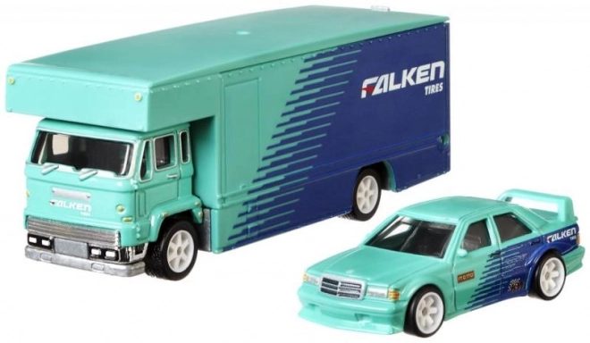 Vlačilec in dirkalni avtomobilček Hot Wheels