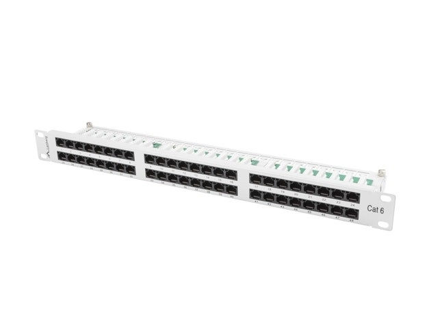 Patch panel 48 priključkov 1U kat.6 siv