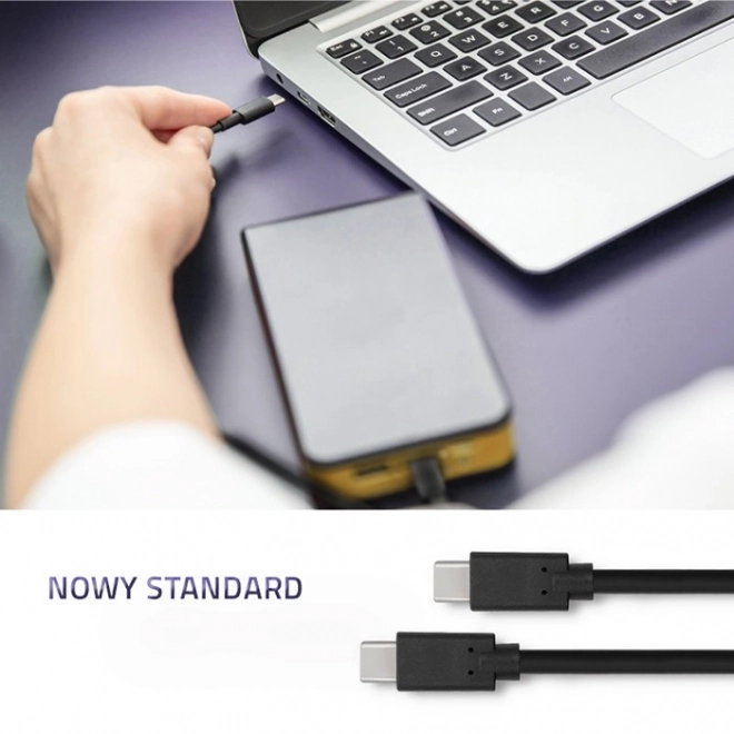 Kabel USB-C na USB-C za prenos podatkov in polnjenje, 3m, črn