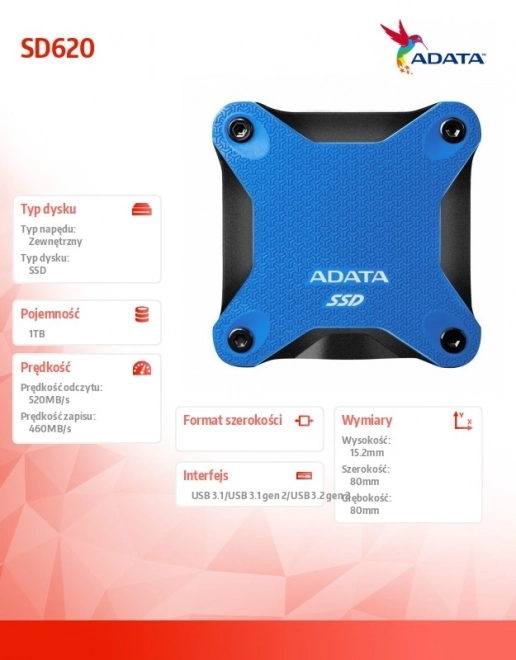 Zunanji SSD disk ADATA SD620 1TB moder