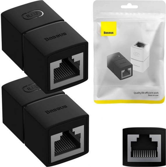 Mrežni RJ45 konektor BASEUS AirJoy, 2 kosa, črn