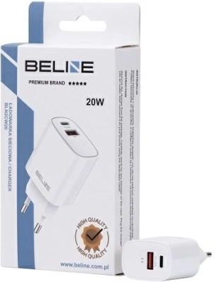 Omrežni polnilec 20 W USB-C + USB-A bel