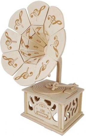 Woodcraft lesene 3D sestavljanke Gramofon