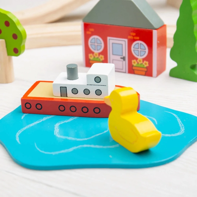 Bigjigs Rail Leseni vlak središče mesto in vas 101 delov