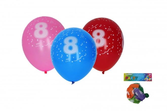 Balon napihljiv s številko 8 30 cm - komplet 5 kosov