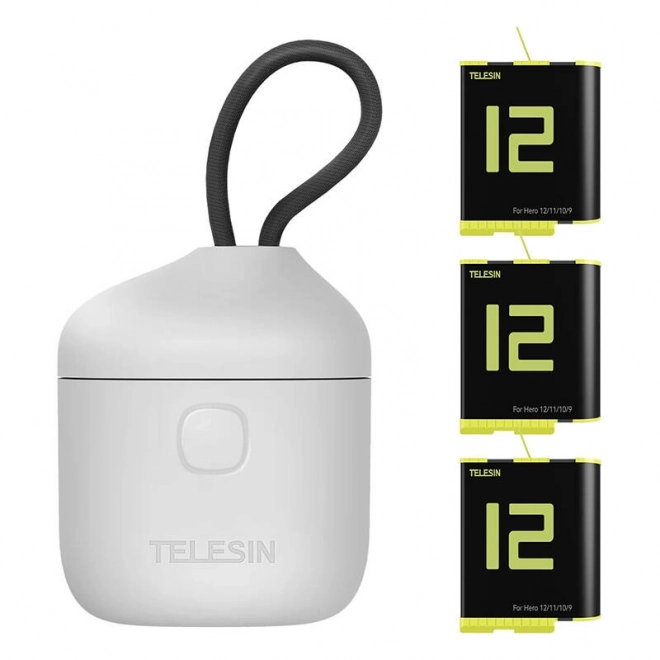 Telesin polnilec Allin Box za tri baterije + 3 baterije za GoPro Hero 12/11/10/9 (rumena)