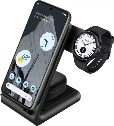 Brezžični polnilec 3-v-1 za iPhone, Samsung in Android, Galaxy Watch in TWS slušalke
