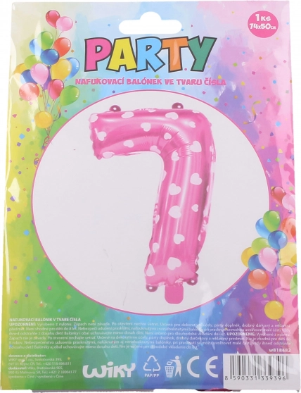 Napenljiv balon številka 1 s srčki – Růžový