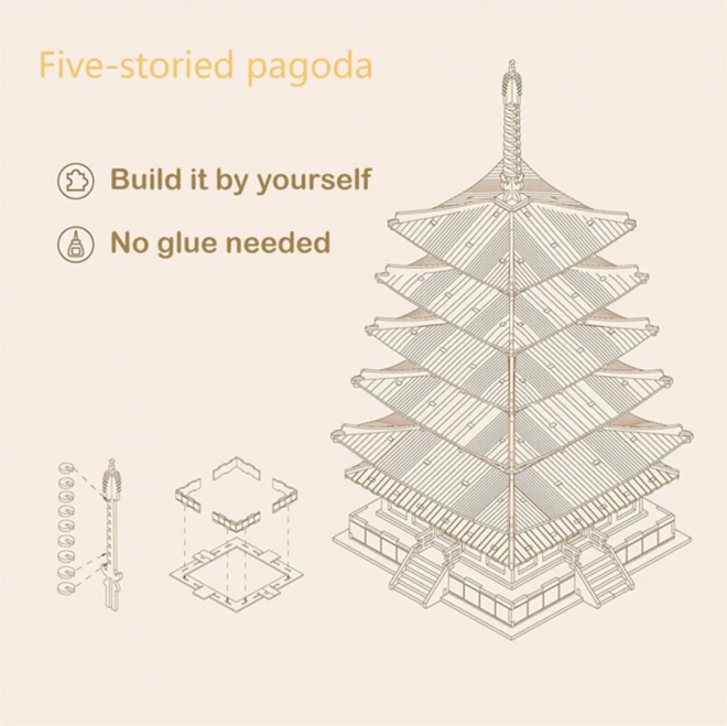 3D lesena sestavljanka petnadstropna pagoda