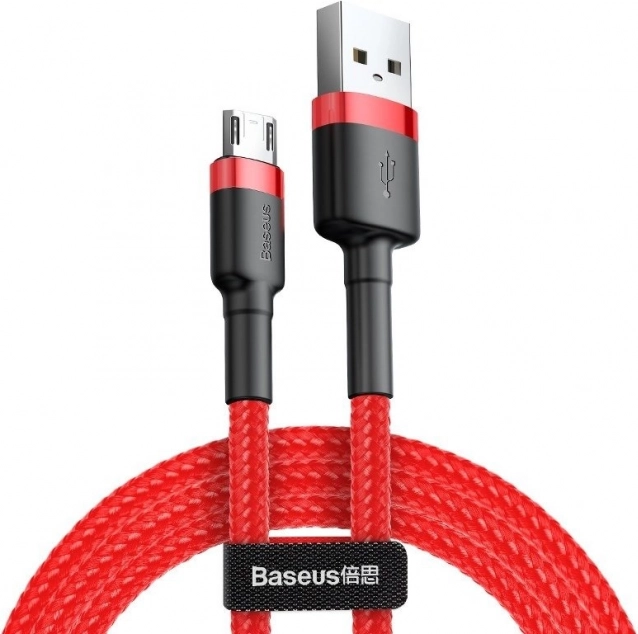 Polnilni in podatkovni kabel BASEUS Cafule Micro USB 1 m, 2,4 A, rdeč