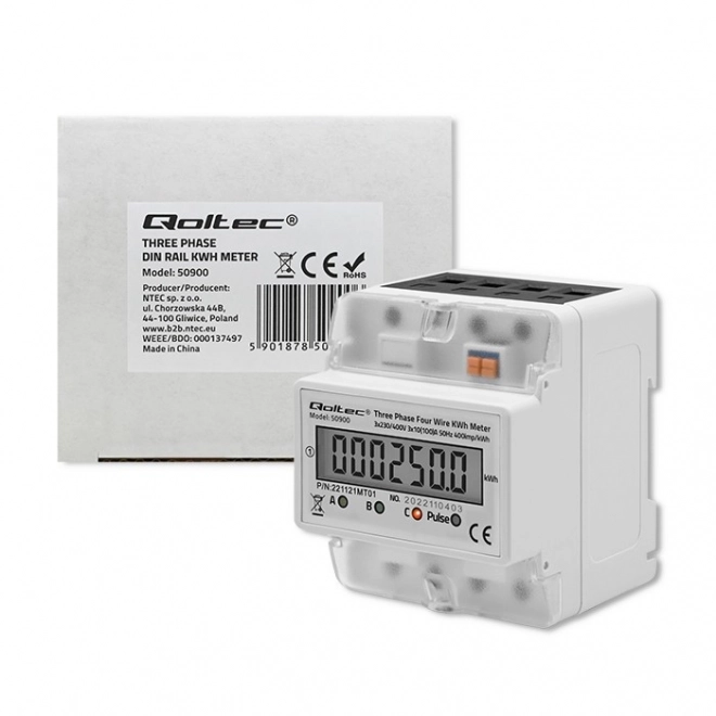 Trofazni elektronski števec električne energije | DIN letev | 400V | LCD | 4P