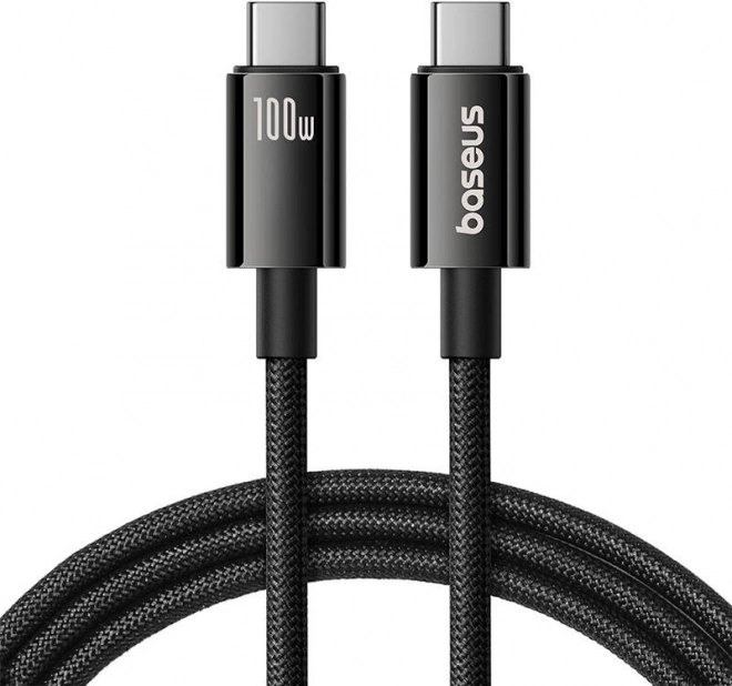 Baseus tungsten gold USB‑C na USB‑C kabel 100 W, 1,5 m, črn