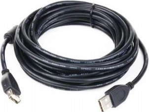 podaljševalni kabel USB 2.0 AM–AF 4,5 m s feritnim filtrom, črn